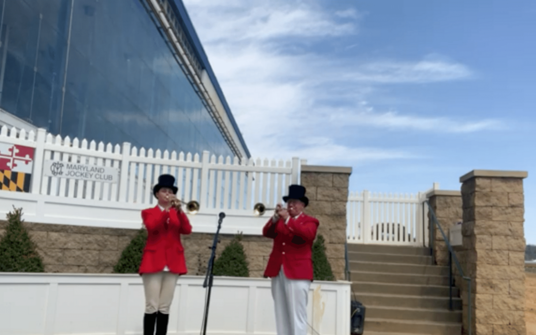 Jari Villanueva and Adrienne Doctor to sound To The Post (First Call) at the 2022 Preakness at Pimlico Racetrack in Baltimore Maryland